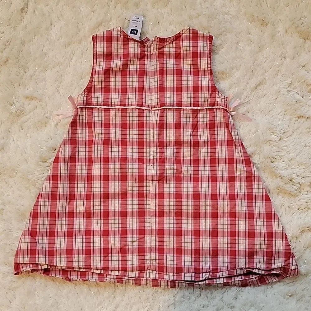 Baby GAP 2-PIECE RED AND WHITE PLAID SUN DRESS WITH BLOOMERS, SIZE 12-18 MONTHS